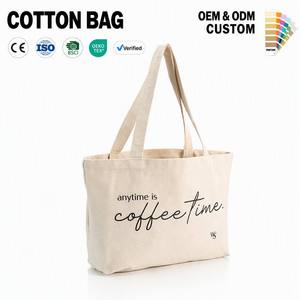 Natural Cotton Canvas Tote <b>Bag</b> Long Handle Letter Print Reusable Shopping <b>Beach</b> Grocery <b>Bag</b> - Product Image 1