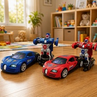 Voiture Robot Éducative Transformable en Gros avec Déformation à une Touche et Lumières Clignotantes pour Cadeau d'Anniversaire Enfant