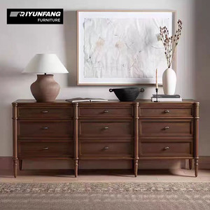 Tiroirs de coffre traditionnels en chêne massif à 9 niveaux Meuble de rangement pour salon et chambre à coucher avec design antique - Product Image 1