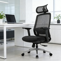Chaise de bureau de direction en gros, contemporaine, dossier haut, ergonomique, pivotante, en maille avec accoudoirs en PU, hauteur réglable