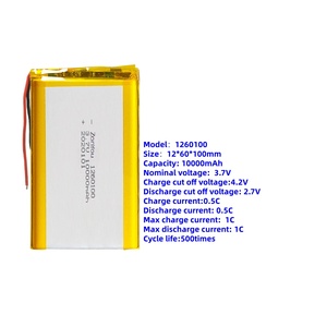 מכירות חמות ZonYou 1260100 סוללת נוזל בתא כיס 10000mAh קתודה LiCoO2 500 מחזורים 165 גרם עבור בנק כוח נייד - Product Image 3