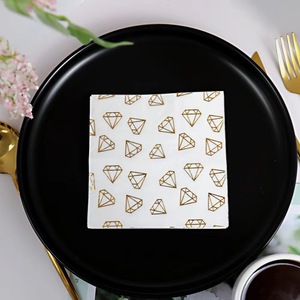 Gold Stamped Diamond Pattern Paper Napkins 330x330mm Disposable For Wedding Birthday Anniversary Parties - Product Image 3