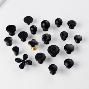 Kenop Kabinet Bola Kuningan Hitam <span class=keywords><strong>Matte</strong></span> Modern JAYA, Gagang Laci Satu Lubang untuk Lemari Pakaian dan Lemari Dapur - Product Image 6