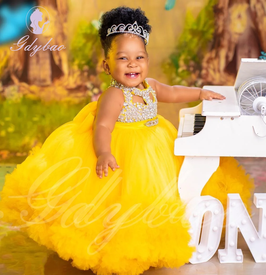 Baby Ball Gown Dresses For Kids African Light Yellow Flower Girl
