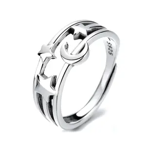 Anel 925 prata estrelado anel, joias, anel mar, estrela, tailândia, fabricante, joias para varejo