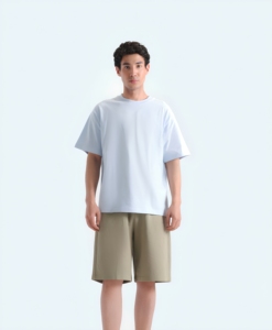 Camiseta de Algodón Azul Claro para Hombre, Corte Cuadrado, Manga Corta, Cuello Redondo, Estilo Casual, Color Sólido, Tejido Jersey, Largo Regular - Product Image 1