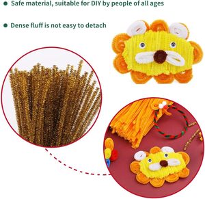 200 PCS Gold Pipe Cleaners Chenille Stem Set 100 PCS Laranja + 100 PCS Glitter Gold Craft Pipe Cleaners DIY Fuzzy Stick Art Crafts - Product Image 6