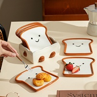 Assiette à dessert blanche créative de style nordique, assiette en porcelaine de haute qualité pour la maison, motif de dessin animé, design frais et mignon, passe au micro-ondes