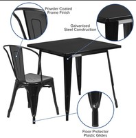 Ensemble Table et Chaises de Restaurant Industriel Commercial en Métal Noir