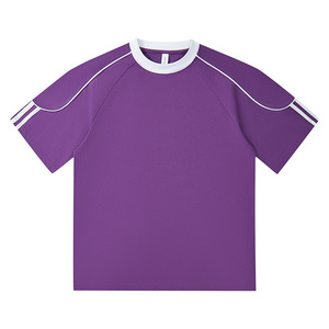 T-shirt sportiva da uomo in cotone 240g, stile americano, a blocchi <span class=keywords><strong>di</strong></span> colore, vestibilità ampia, maniche raglan, personalizzabile, oversize, pesante - Product Image 2