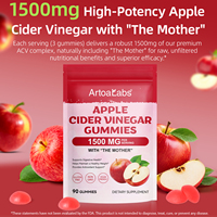 ArtoaLabs Complément Alimentaire Gommes Végétaliennes Keto Sans Gluten pour la Perte de Poids, Vitamines B6 B12 Acide Folique, Gommes au Vinaigre de Cidre de Pomme pour Femmes
