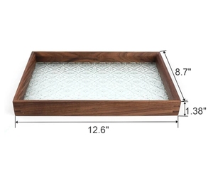 Anpassbare Vintage Begonia geschnitzte Glas Serviert ablett Großhandel Rechteck umwelt freundliche Holzplatte Gericht mit Holzgriff Druck - Product Image 2