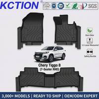 Nouveauté KCTION Auto Parts Tapis de voiture TPE 5D imperméables et inodores de 3,5 mm d'épaisseur pour Chery Tiggo8 7 places RHD toutes saisons OEM ODM