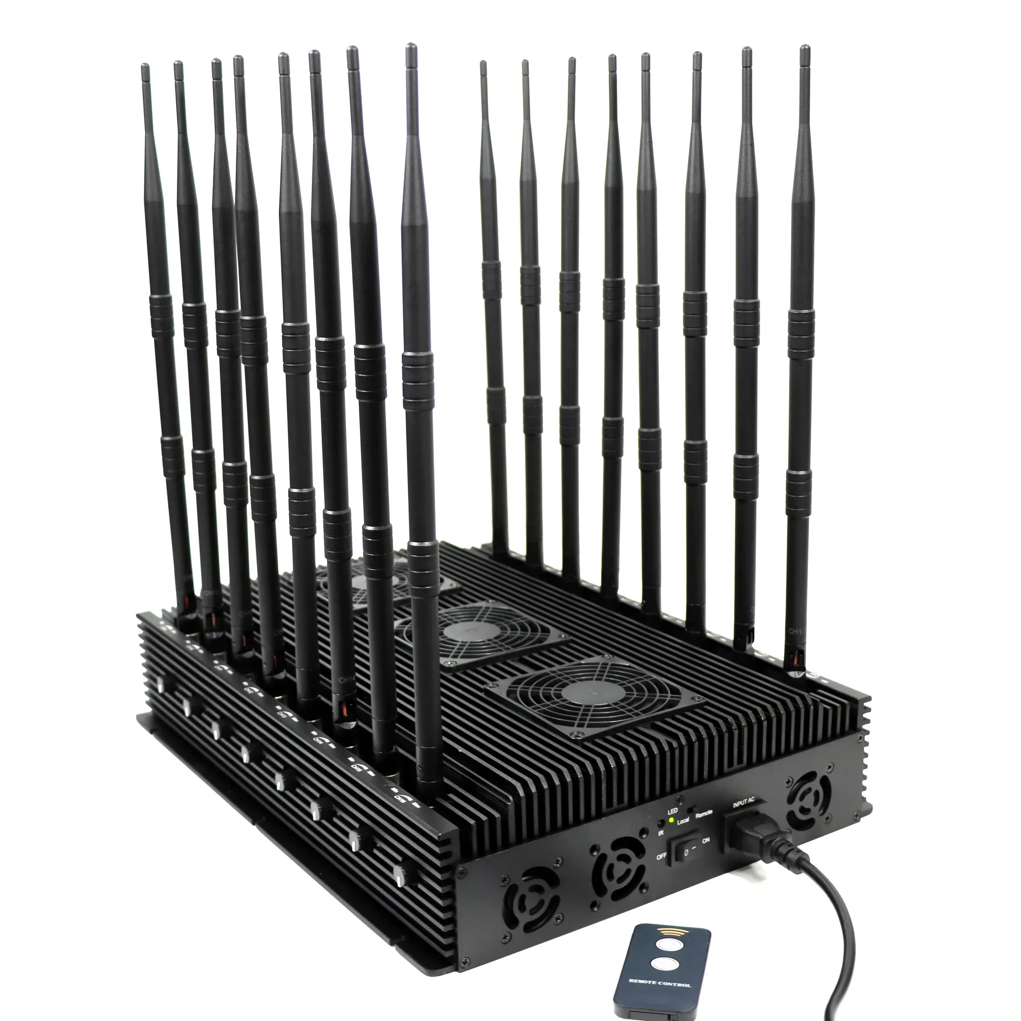 사전 냉각 시스템을 갖춘 160 W 16 밴드 올인원 5G 4G WIFI GPS LOJACK UHF VHF 신호 장치, 최대 100 M 범위