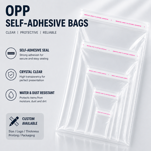 Bolsas de plástico BOPP con sellado de tres lados, borde floral, adhesivo fuerte y orificio de ventilación para compras comerciales - Product Image 1