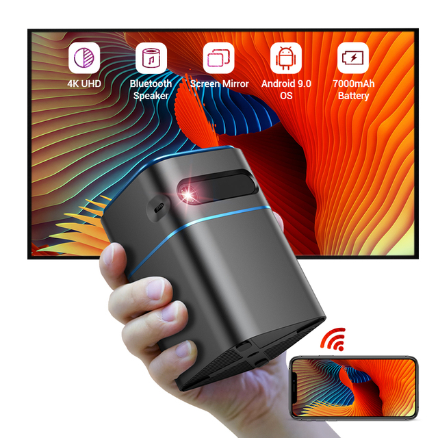 HOTACK Newest D042 Portable 4K Android Proyector Home Theater With HIFI Speaker Mode LED Mini DLP Wireless Beamer Projectors