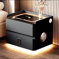 Table de chevet intelligente multifonctionnelle de luxe en acrylique avec rangement, chargeur sans fil et port USB pour chambre à coucher, style crème