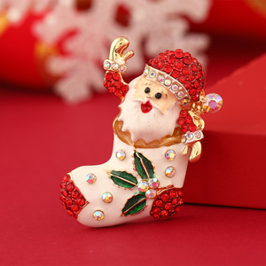 <strong>ment</strong> Glaze Retro Christmas Series brooches, fashionable rhinestones, tree pins, coats, <strong>Santa</strong> Claus accessorie - Product Image 3