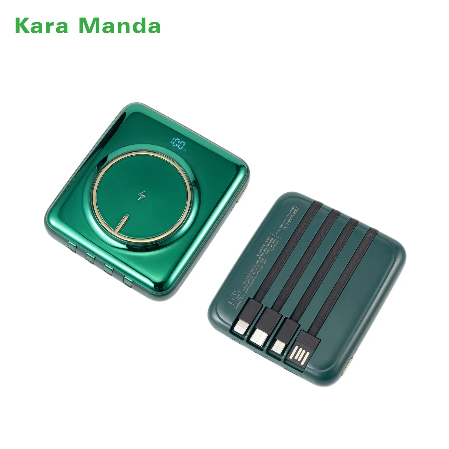 Kara Manda Bán Chạy Sạc Dự Phòng Mini Không Dây Cầm Tay Sạc Nhanh Dung Lượng Lớn 10000MAh Bộ Sạc Di Động Có Cáp Sạc