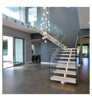 Rampe en verre sur mesure de haute qualité, verre trempé, poteau en acier inoxydable, escalier en bois pour villa moderne