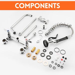 25&quot; Commercial Sink <strong>Faucet</strong> with <strong>Sprayer</strong>, 8&quot; Adjustable Center &amp; 12&quot; Add-on Swing Spout for Restaurant Industrial Kitchen - Product Image 4