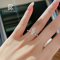 Bagues en diamant taille ovale étincelantes Rochime, argent sterling 925 plaqué rhodium, bijoux en zircone cubique pour femmes