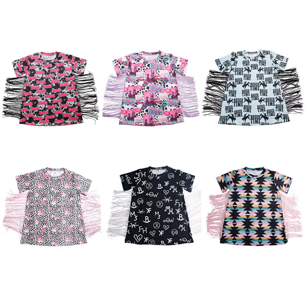 Wholesale Fashion Baby Girls Fringe T-Shirt Dress Loose Style Comfortable Children's Party Boutique Dress