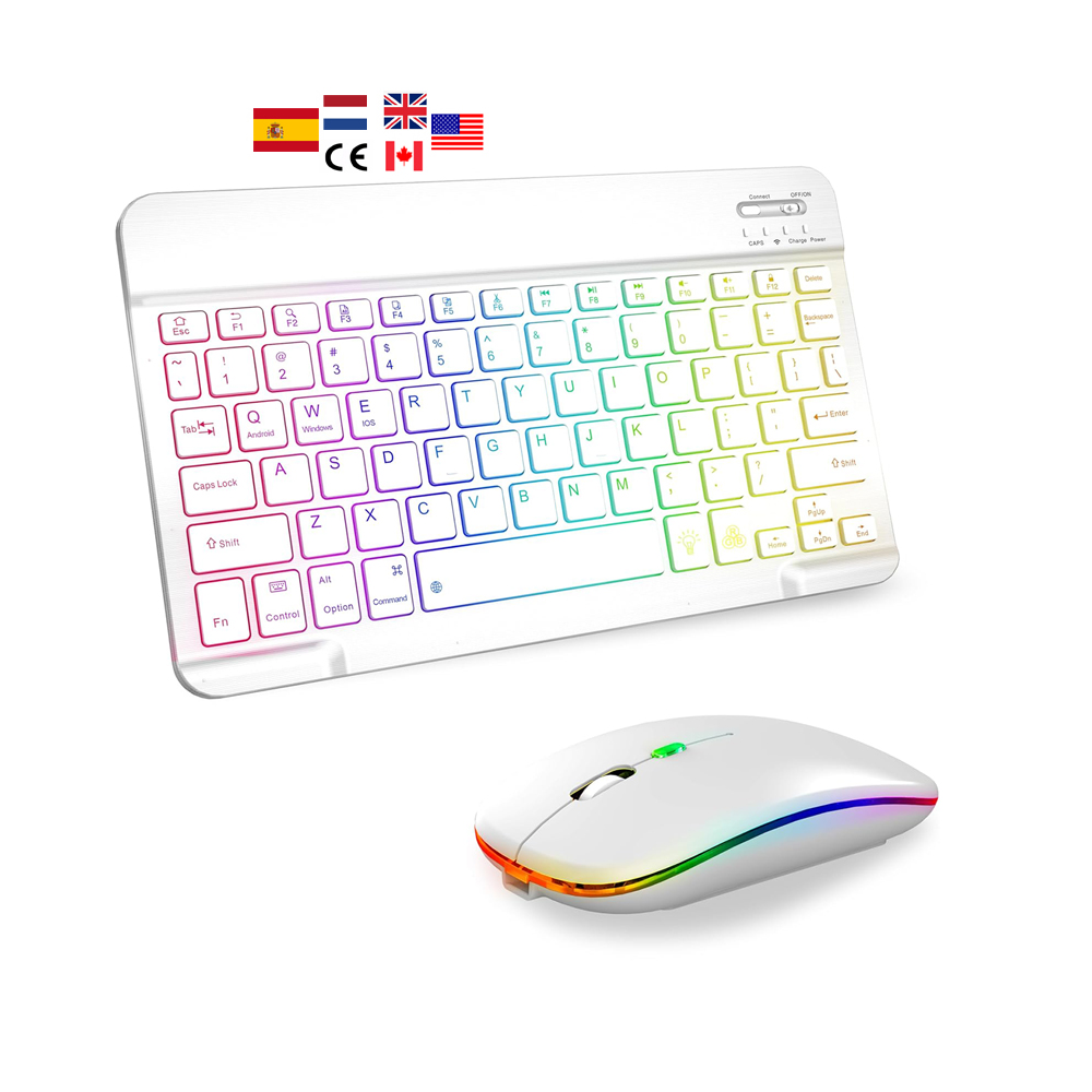 Портативная Мини Беспроводная Rgb/светодиодная подсветка Офисная Клавиатура и мышь комбо беспроводная клавиатура и мышь комбо со светом