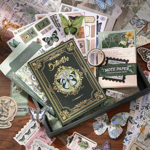 Simno Retro mariposa naturaleza decorativa estética álbum de recortes papel DIY <span class=keywords><strong>arte</strong></span> artesanía regalo diario basura con Cuaderno de rejilla A6 - Product Image 3