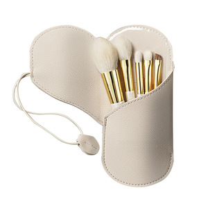 Pochette à pinceaux de maquillage en PU avec fermeture éclair, résistante à l'eau, avec cordon, portable, pour le rangement des cosmétiques, organiseur de voyage, logo personnalisé - Product Image 1