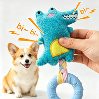 Juguete Masticable Circular de Peluche Duradero con Estampado de Animales de Dibujos Animados para Perros, Interactivo, para Limpiar los Dientes Molares y Aliviar el Aburrimiento, para Jugar Solo