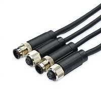 Connecteur M12 Aviation Droit 2-8 Broches Mâle/Femelle Étanche pour Câble Capteur PVC Ignifuge Laiton Plaqué Or 2A4A