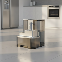Distributeur d'eau automatique pour animaux de compagnie en acier inoxydable, style à débit continu, grande capacité 5L, sans filtre, réservoir de récupération des eaux usées propre