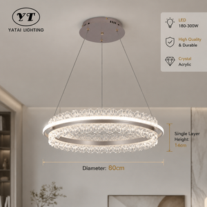 Lustre moderne en fer avec anneau, télécommande à intensité variable, LED tricolore pour salle à manger, salon, villa, hôtel, éclairage intérieur - Product Image 3