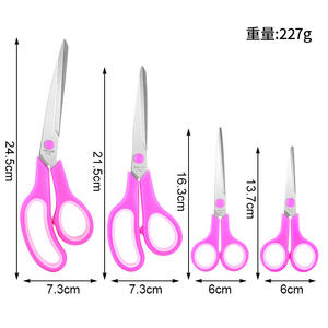 Ensemble de 4 ciseaux en acier inoxydable rose à tête droite, polyvalents pour l'artisanat du papier, l'usage domestique et au bureau - Product Image 3