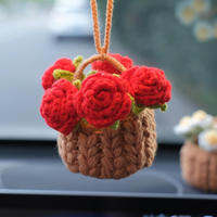 Tanaman Pot Lily Valley Baru Tiba, Bunga Rajut Buatan Tangan Multi-Kepala dari Benang Wol, Hiasan Bunga Rajut untuk Tahun Baru Imlek