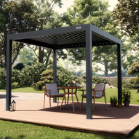 Pergola 12 x 10, 4x8, à lames orientables, système de toit rétractable en aluminium bioclimatique, résistant aux intempéries, réglable, éclairage LED, balcon