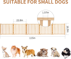 รั้วกั้นสุนัขแบบตั้งพื้นทำจากไม้ สำหรับบ้าน ประตู ทางเข้าบ้าน บันได รั้วไม้สำหรับสัตว์เลี้ยงในบ้าน รั้วแบบเดินผ่าน 5 แผง - Product Image 4