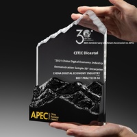 Trophée en cristal en forme de montagne créative, base en roche noire, gravure personnalisable, origine Chine, pour coopération commerciale