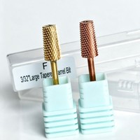 Vente en gros de forets en carbure de tungstène doré 3/32 forets à cuticules pour salon de beauté, manucure et pédicure avec logo personnalisé