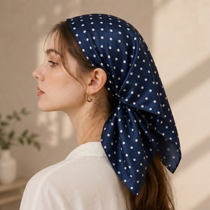 Pañuelo Cuadrado de Algodón Personalizado con Estampado de Lunares a una Cara, Pañuelo para el Cuello de Mujer, Diadema, Accesorio para el Cabello - Product Image 2
