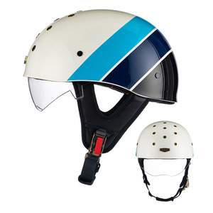 Casque de moto demi-coque ouvert avec visière transparente amovible et design à trous d'aération dorés pour cruiser, moto de route et conduite urbaine - Product Image 4