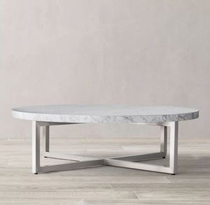 Meubles de salon en gros, table basse ronde moderne en marbre avec base en acier inoxydable - Product Image 3