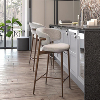 Moderner Luxus-Barhocker mit Samtpolsterung, Drehstuhl in Thekenhöhe für Küche und Hotel