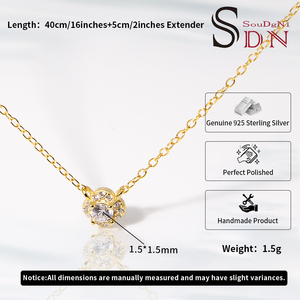 Groothandel Trendy Fijne Sieraden 925 <span class=keywords><strong>Sterling</strong></span> Zilver 14K Goud Verguld Bloemvormige Zirkoon Charm Schakelketting voor Cadeau - Product Image 4