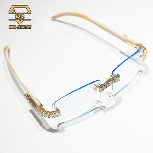 Trắng sừng trâu không có vành 23ctw màu Baguette moissanite Shades Mens vvs moissanite Kính mát kính - Product Image 1