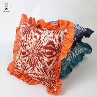Housse de coussin imperméable jacquard effet soleil couchant à volants 18x18 pour extérieur, résistante aux UV, ignifuge, décor tie-dye