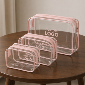 Customized Transparent Printed Logo Waterproof <b>Make</b> <b>Up</b> Bag Portable Pvc Plastic Cosmetic Clear Bag With Zipper <b>Pouch</b> - Product Image 4
