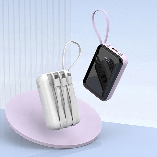 Electronic Product Factory Power Bank LED Digital Display Fast Charging 10000mah Power Bank with Cable