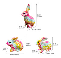 Statue de lapin moderne en résine, faite à la main, style graffiti, jouet artistique animalier, avec impression par transfert d'eau colorée, figurine de rue pour la maison et le bureau